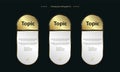 3 set of luxury frame golden infographic buttons, 3 premium gold award banners for text box infographic design templaes, vector
