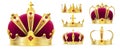 Set of luxury gold crown realistic design set