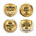 Set of Luxury Gold Quality Badges. Royalty Free Stock Photo