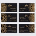 Set of luxury golden indian ornaments for identity, web and printsMandala business card design template vector collection Royalty Free Stock Photo