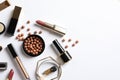 Set of luxury makeup products on white background Royalty Free Stock Photo