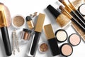 Set of luxury makeup products on white background Royalty Free Stock Photo