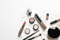 Set of luxury makeup products on white background Royalty Free Stock Photo