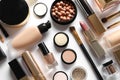 Set of luxury makeup products on white background Royalty Free Stock Photo