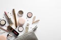 Set of luxury makeup products on white background Royalty Free Stock Photo