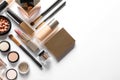 Set of luxury makeup products on white background Royalty Free Stock Photo