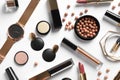 Set of luxury makeup products on white background Royalty Free Stock Photo