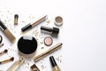 Set of luxury makeup products on white background Royalty Free Stock Photo