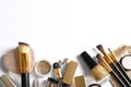 Set of luxury makeup products on white background Royalty Free Stock Photo