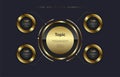 Set of Luxury multipurpose Infographic buttons design template, with three options and Premium golden version on a dark background