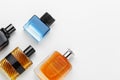 Set of luxury perfume bottles. Isolated on white background Royalty Free Stock Photo