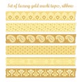 Set of luxury vintage gold washi tapes, ribbons,