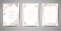Set of Luxury Vintage Wedding Save the Date, Invitation Cards Collection with Gold Foil Frame and Wreath. trendy cover Royalty Free Stock Photo