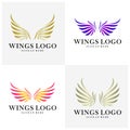 Set of Luxury Wings Logo Design Vector Template. Icon Symbol. Illustration Royalty Free Stock Photo