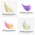 Set of Luxury Wings Logo Design Vector Template. Icon Symbol. Illustration Royalty Free Stock Photo