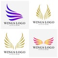 Set of Luxury Wings Logo Design Vector Template. Icon Symbol. Illustration Royalty Free Stock Photo
