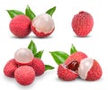 Set of Lychee isolated on white background Royalty Free Stock Photo