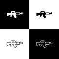 Set M16A1 rifle icon isolated on black and white background. US Army M16 rifle. Vector Royalty Free Stock Photo