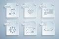 Set M3U file document, DOC, MAX, XML, RUBY and WAV icon. Vector Royalty Free Stock Photo