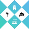 Set Mace, Ukrainian house, Cossack pants and Bread and salt icon. Vector