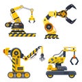 Set of machine hands, industry vector icons Royalty Free Stock Photo