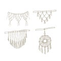 Set macrame boho wall hanging vector illustration isolate on white background. boho doodle. Home element. Cozy house