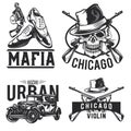 Set of mafia emblems  labels  badges  logos. Isolated on white Royalty Free Stock Photo