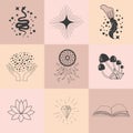 Set of magic symbols, celestial seamless pattern. Astrological, magical and esoteric symbols Royalty Free Stock Photo