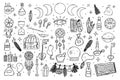 Set of magical elements. Black and white vector Royalty Free Stock Photo
