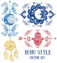 Set of magical sketch style symbols