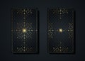 Set magical tarot cards, gold magic occult sacred geometry sign, esoteric boho spiritual symbols, Flower of Life. Luxury card Royalty Free Stock Photo