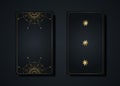 Set magical tarot cards, gold magic occult sacred geometry sign, esoteric boho spiritual symbols, Flower of Life. Luxury cards