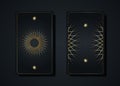 Set magical tarot cards, gold magic occult sacred geometry sign, esoteric boho spiritual symbols, Flower of Life. Luxury Royalty Free Stock Photo