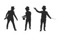 Set of magician silhouette 