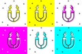 Set Magnet icon isolated on color background. Horseshoe magnet, magnetism, magnetize, attraction. Vector