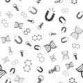 Set Magnet, Test tube and flask chemical, DNA symbol and Molecule on seamless pattern. Vector