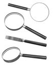 Set of magnifiers with transparent glasses Royalty Free Stock Photo