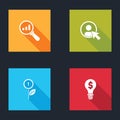 Set Magnifying glass and analysis, Create account screen, Dollar plant and Light bulb with dollar icon. Vector
