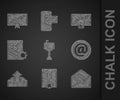 Set Mail box, Delete envelope, Envelope, and e-mail, Upload inbox, setting, message lock password and with star icon Royalty Free Stock Photo