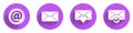 Set Mail and e-mail, Envelope, Envelope with Valentine heart and Envelope and check mark icon with long shadow. Vector Royalty Free Stock Photo