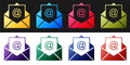 Set Mail and e-mail icon isolated on black and white background. Envelope symbol e-mail. Email message sign. Vector Royalty Free Stock Photo