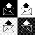 Set Mail and e-mail icon isolated on black and white, transparent background. Envelope symbol e-mail. Email message sign Royalty Free Stock Photo