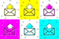 Set Mail and e-mail icon isolated on color background. Envelope symbol e-mail. Email message sign. Vector Royalty Free Stock Photo