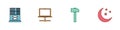 Set Mail server, Computer network, Hammer and Moon and stars icon. Vector