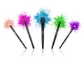 Set of make up brushes with colourful powder splashes Royalty Free Stock Photo