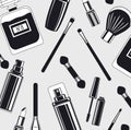 Set of make up brushes and products pattern Royalty Free Stock Photo