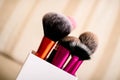 A set of makeup brushes in a plastic white glass Royalty Free Stock Photo