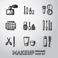 Set of makeup freehand icons. Vector