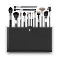 Set of Makeup Powder Blush Brow Brushes and Case Royalty Free Stock Photo