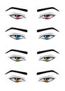 Set of male anime style eyes